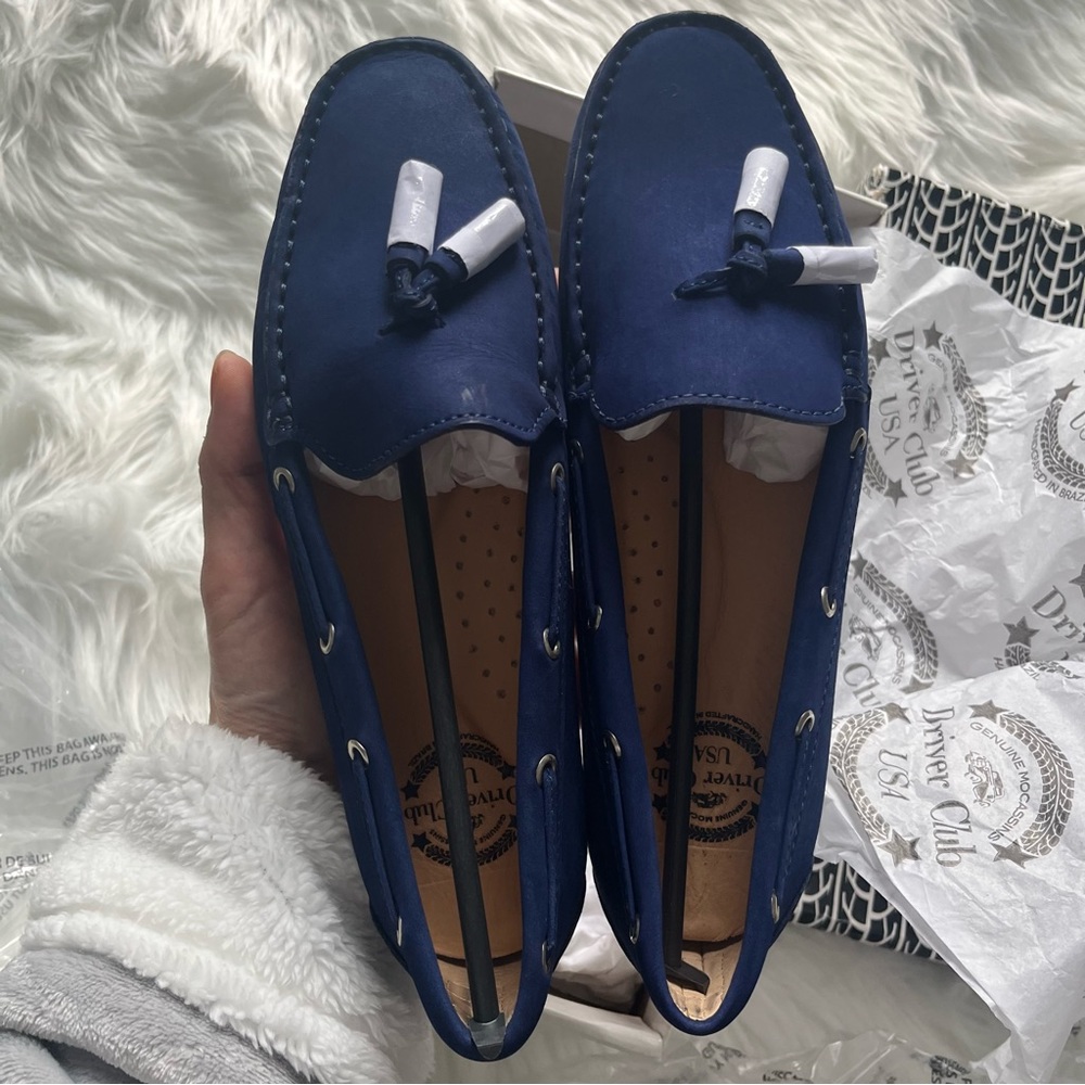 Size 6 Driver Club Blue Suede Mocassins